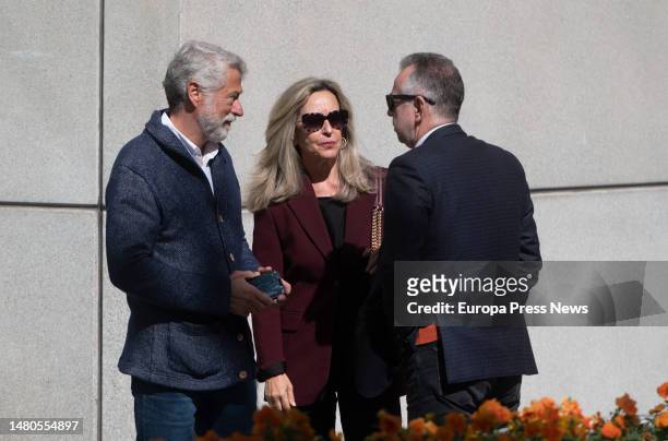 The former Minister of Foreign Affairs and Cooperation Trinidad Jimenez attends the funeral chapel of the former minister Josep Pique, at the...