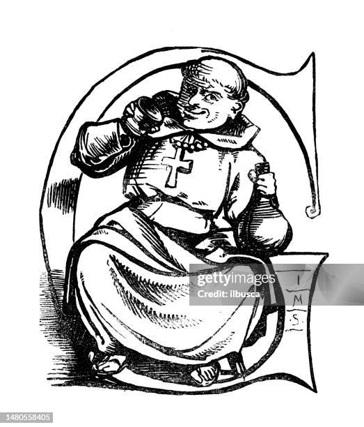 ilustrações de stock, clip art, desenhos animados e ícones de british satire caricature comic cartoon illustration - clergy