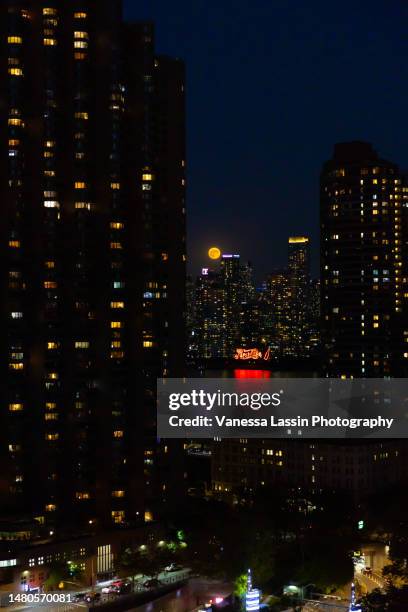 nyc full moon - vanessa lassin stock pictures, royalty-free photos & images