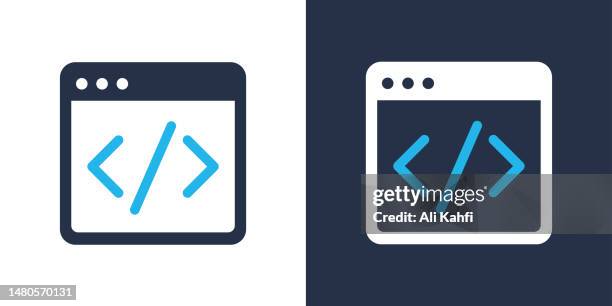 coding icon. solid icon vector illustration. for website design, logo, app, template, ui, etc. - html stock illustrations