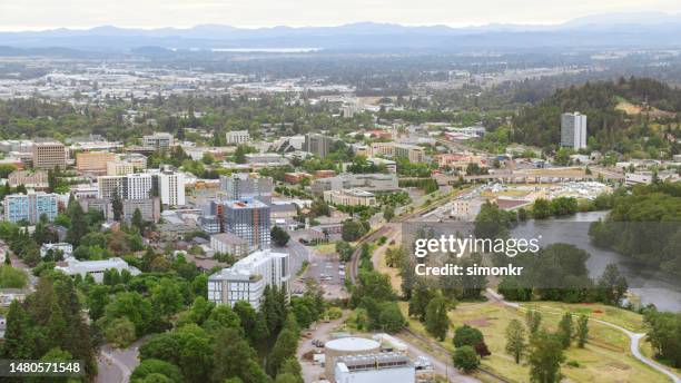 view of cityscape - eugene oregon downtown stock pictures, royalty-free photos & images