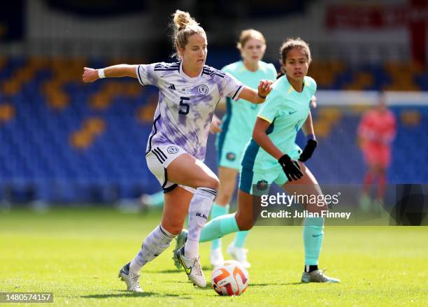 Sophie Howard of Scotland runs with the ball during the Women's International Friendly match between Australia and Scotland at The Cherry Red Records...