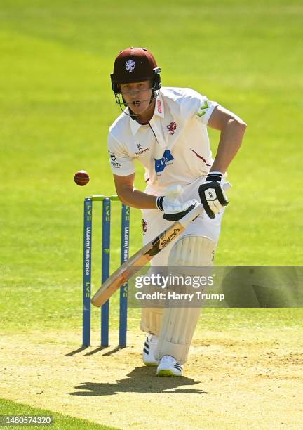 Cameron Bancroft of Somerset plays a shot during Day Two of the LV= Insurance County Championship Division 1 match between Somerset and Warwickshire...