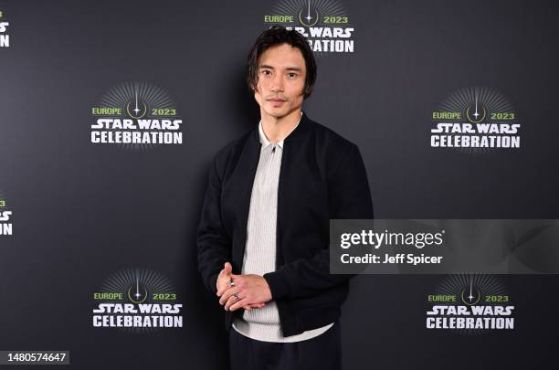 Manny Jacinto attends the studio panel at Star Wars Celebration 2023 in London at ExCel on April 07, 2023 in London, England.