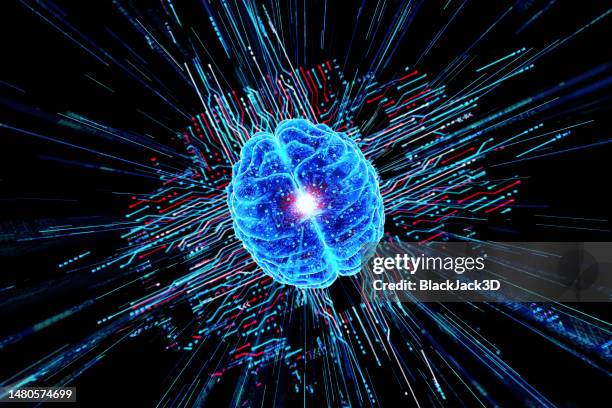 digital brain - ai concept - brain and technology stock pictures, royalty-free photos & images