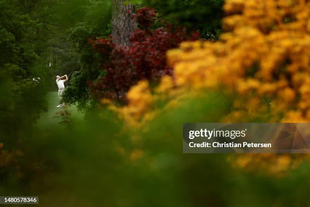 Danny Willett of England plays a shot on the second hole during the second round of the 2023 Masters Tournament at Augusta National Golf Club on...