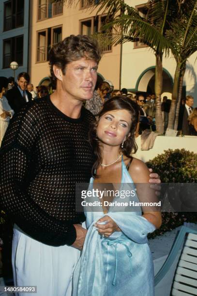 American actor and singer David Hasselhoff and American actress Yasmine Bleeth attend an American Red Cross of Santa Monica Spirit Award event in...