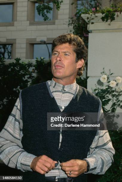 American actor and singer David Hasselhoff attends a press conference for 'Baywatch Nights' held at the Peninsula Hotel in Beverly Hills, California,...
