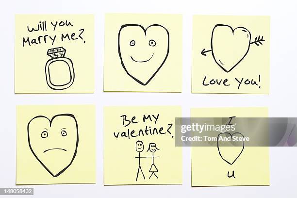 romantic sticky memo notes - i-love-you-frase-inglese foto e immagini stock