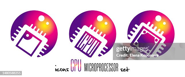 Nanotechnology concept in flat style. Central processing unit, microchip, processor on an isolated white background. Icons set. Nanotechnology concept in flat style. Central processing unit, microchip, processor on an isolated white background. Icons set.