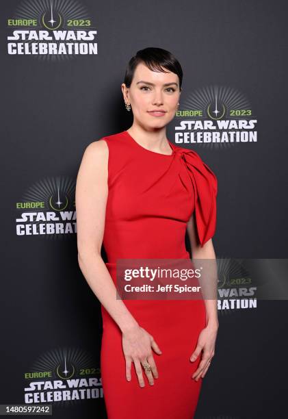 Daisy Ridley attends the studio panel at Star Wars Celebration 2023 in London at ExCel on April 07, 2023 in London, England.