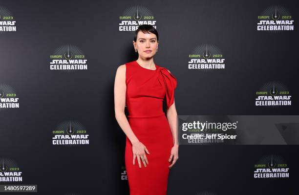 Daisy Ridley attends the studio panel at Star Wars Celebration 2023 in London at ExCel on April 07, 2023 in London, England.