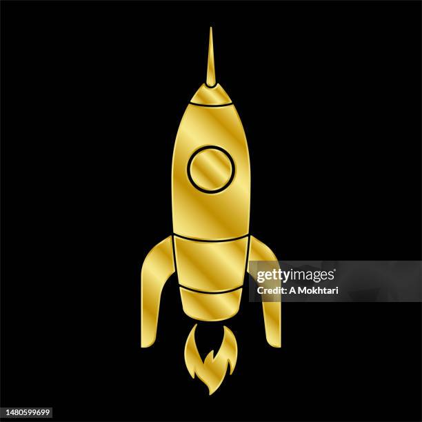 golden rocket icon. - walleye stock illustrations