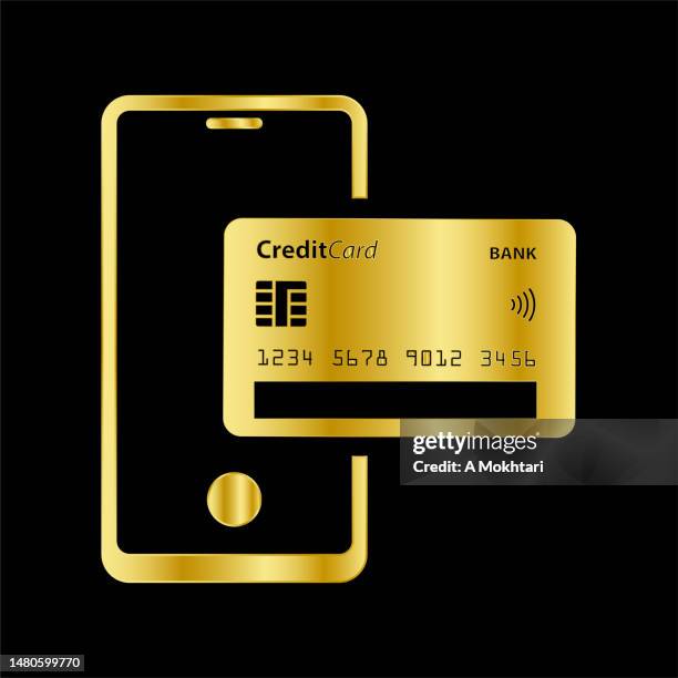credit card and smartphone - walleye stock illustrations
