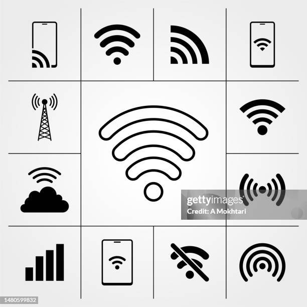 ilustrações de stock, clip art, desenhos animados e ícones de wifi and network icon set. - wifi