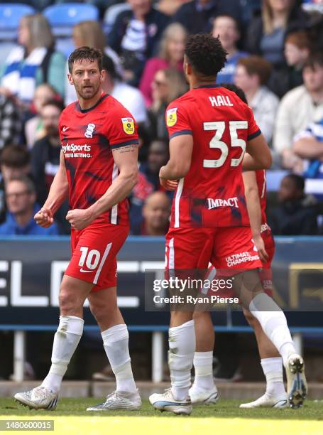 Lukas Jutkiewicz of Birmingham City celebrates after scoring his teams first goal during the Sky Bet Championship between Reading and Birmingham City...