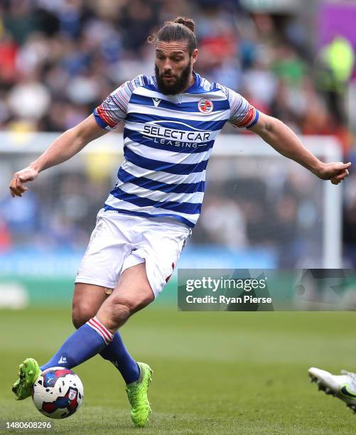 Andy Carroll of Reading FC controls the ball during the Sky Bet Championship between Reading and Birmingham City at Select Car Leasing Stadium on...