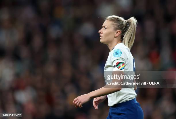 Leah Williamson of England during the Women´s Finalissima 2023 match between England and Brazil at Wembley Stadium on April 06, 2023 in London,...