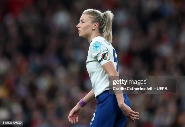 Leah Williamson of England during the Women´s Finalissima 2023 match between England and Brazil at Wembley Stadium on April 06, 2023 in London,...