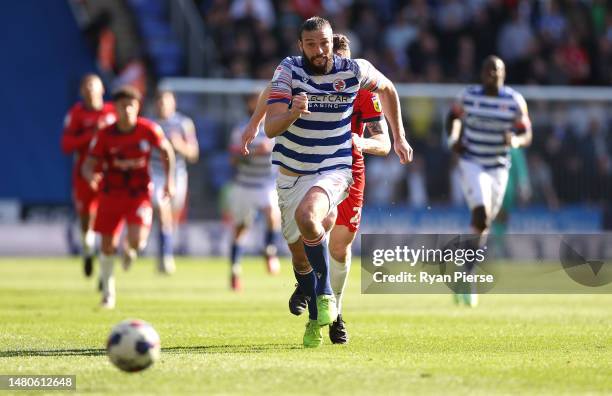 Andy Carroll of Reading FC runs for the ball during the Sky Bet Championship between Reading and Birmingham City at Select Car Leasing Stadium on...