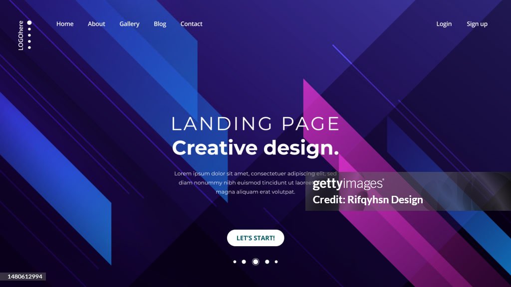 Landing page template creative design. Modern futuristic geometric abstract background.