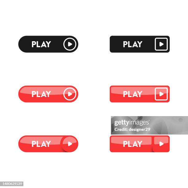 play button set vector design. - play button stock illustrations