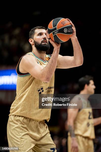 Nikola Mirotic of FC Barcelona during the 2022/2023 Turkish Airlines EuroLeague match between EA7 Emporio Armani Milan and FC Barcelona at Mediolanum...