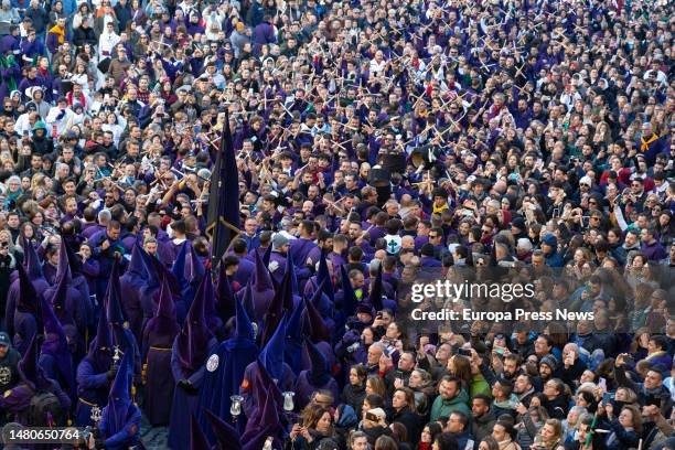 Calvary Procession on Good Friday in Cuenca, April 6 in Cuenca, Castilla-La Mancha, Spain. The procession starts at 05:30 am from the Parish Church...