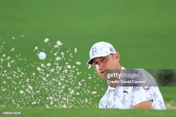 Gary Woodland of The United States plays his third shot on the second hole during the second round of the 2023 Masters Tournament at Augusta National...