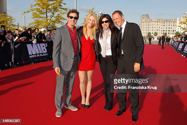 Gedeon Burkhard, Anika Bormann, Alice Brauner and Michael Zechbauer attend the Men In Black 3 Germany Premiere at O2 World on May 14, 2012 in Berlin,...