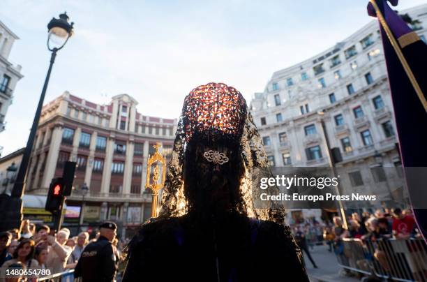 Manola' during the procession of the Christ of Medinaceli, on April 7 in Madrid, Spain. This Good Friday procession is organized by the...