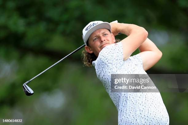 Cameron Smith of Australia plays his tee shot on the fourth hole during the second round of the 2023 Masters Tournament at Augusta National Golf Club...