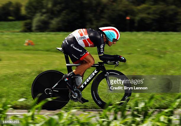 Fabian Cancellara of Switzerland and Radioshack-Nissan in action during stage nine of the 2012 Tour de France, a 41.5km individual time trial, from...