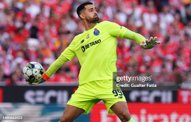 Diogo Costa of FC Porto in action during the Liga Portugal Bwin match between SL Benfica and FC Porto at Estadio da Luz on April 7, 2023 in Lisbon,...