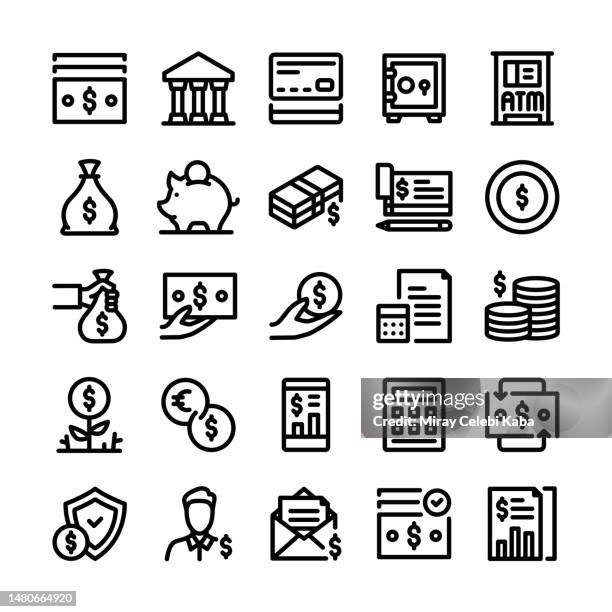 vector illustration graphic of money. editable stroke size. simple isolated icons. sign, symbol, elements. icon set. - silver belt stock illustrations