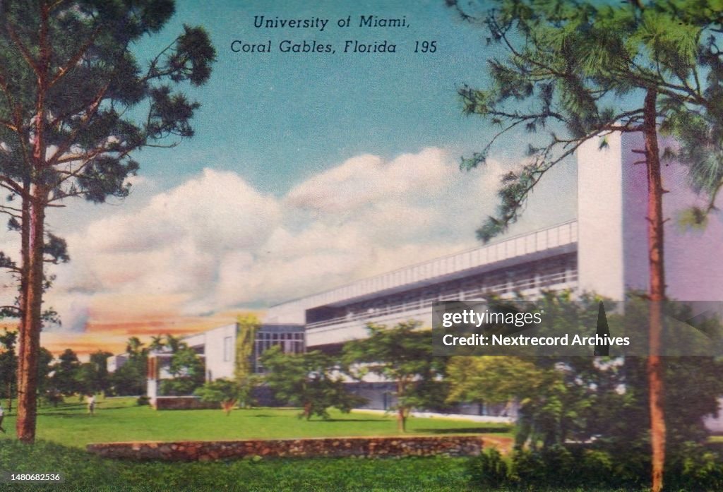 Souvenir postcard, University of Miami, Moon Over Miami series, ca 1930s