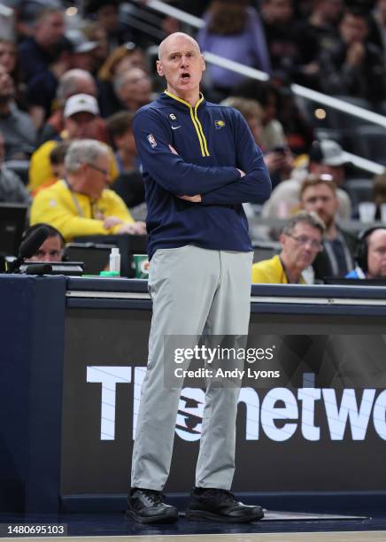 Rick Carlisle the head coach of the Indiana Pacers against the Detroit Pistons at Gainbridge Fieldhouse on April 07, 2023 in Indianapolis, Indiana....