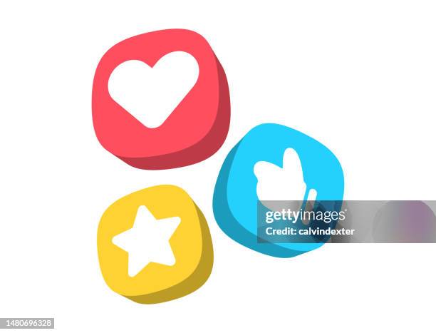 ilustrações de stock, clip art, desenhos animados e ícones de social media icons heart shape thumbs up star shape - gratidão