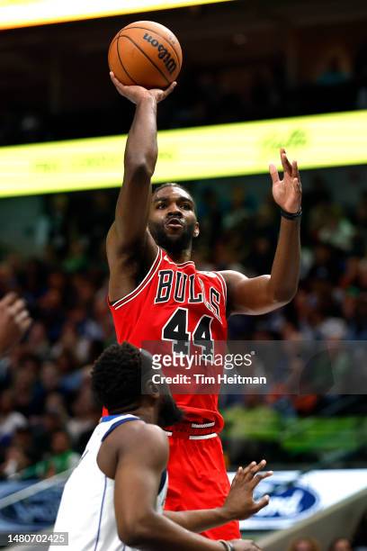 Patrick Williams of the Chicago Bulls shoots the ball against the Dallas Mavericks in the second half at American Airlines Center on April 07, 2023...