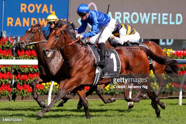 James Mcdonald riding Aft Cabin wins Race 5 Arrowfield 3 YO Sprint during The Star Championship Day 2: Longines Queen Elizabeth Stakes Day - Sydney...