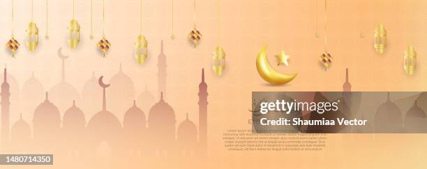 eid mubarak greeting card background design. islamic arabic background. - arabic calligraphy stock illustrations