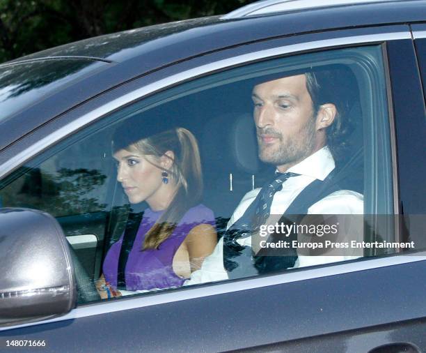 Rafael Medina and Laura Vecino, Dukes of Feria, attend Cristina Comenges and Diego Gomez wedding at Fincas Villamayor on July 7, 2012 in Madrid,...