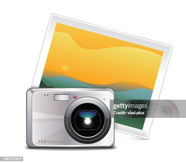 taking picture icon - point and shoot camera stock illustrations