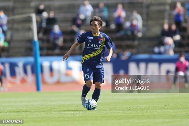 Koki KAZAMA of Thespakusatsu Gunma in action during the J.LEAGUE Meiji Yasuda J2 8th Sec. Match between Thespakusatsu Gunma and V-Varen Nagasaki at...