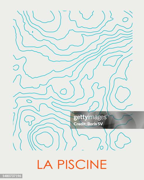 retro poster - la piscine - contour map stock pictures, royalty-free photos & images