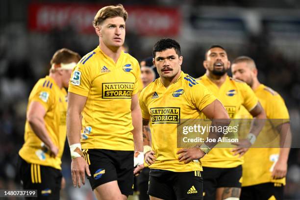 Du'Plessis Kirifi of the Hurricanes looks on during the round seven Super Rugby Pacific match between Highlanders and Hurricanes at Forsyth Barr...