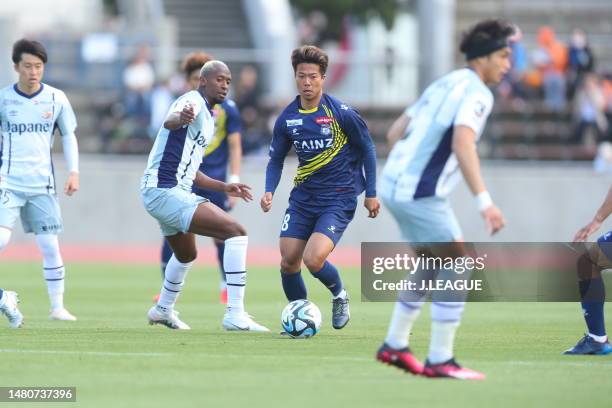 Taiki AMAGASA of Thespakusatsu Gunma in action during the J.LEAGUE Meiji Yasuda J2 8th Sec. Match between Thespakusatsu Gunma and V-Varen Nagasaki at...