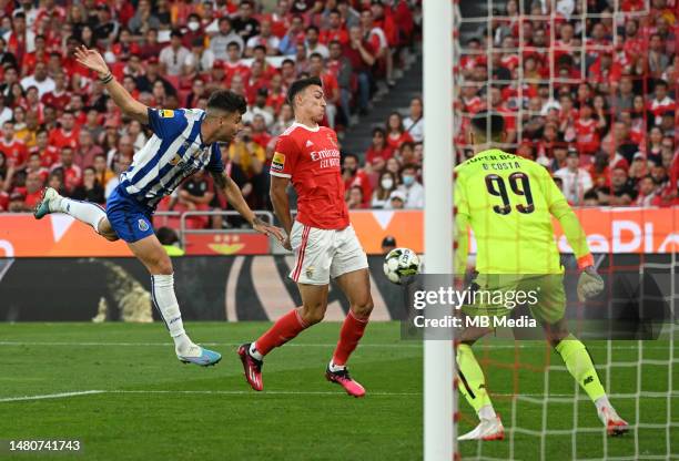 Fabio Rafael Rodrigues Cardoso of Porto and Petar Musa of Benfica challenge for the ball during the Liga Portugal Bwin match between SL Benfica and...