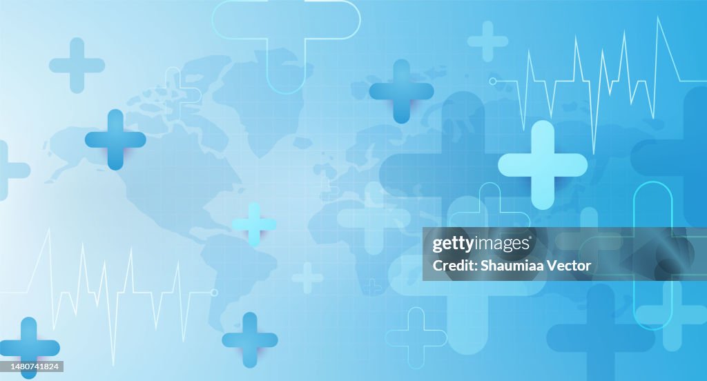 Modern Medical Abstract Background With Cross Shape Pulse Hexagons And ...