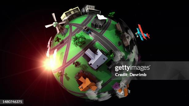 town world in space - small town imagens e fotografias de stock